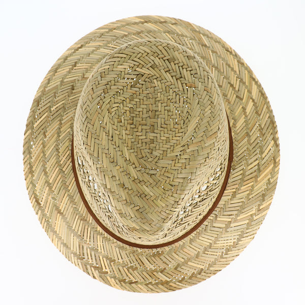 fiebig Traveller Strohhut mit Ripsband | Sommerhut mit eingeflochtenen Luftlöchern | Natur Sonnenhut mit breiter Krempe