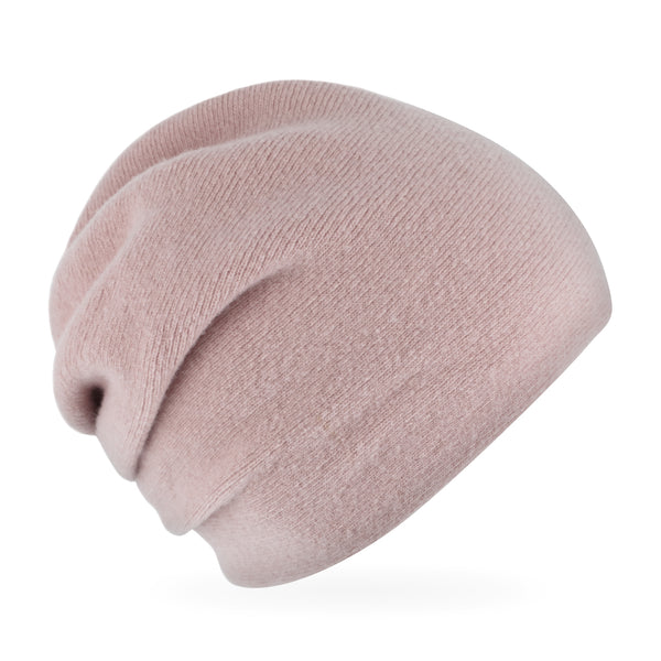 fiebig Darling Strickmütze | Beanie Mütze aus Wolle mit Raffung für Damen | Doppelte Feinstrick Qualität Made in Europe