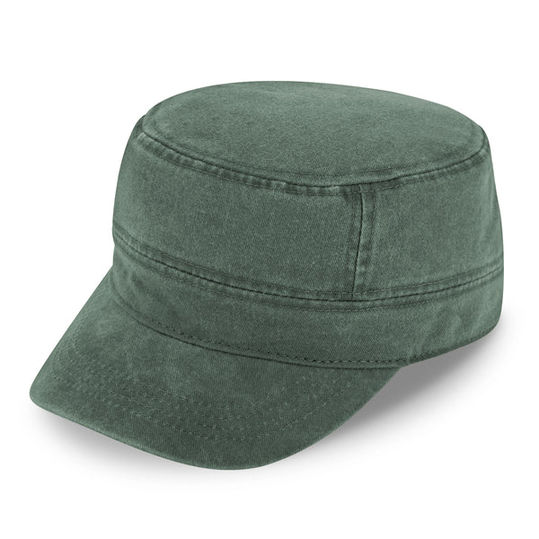 fiebig Army GI-Cap in Washed Cotton | Klassische Arbeitsmütze mit Klettverschluss | Militär Outdoor Kappe aus Baumwolle (One Size, Olivgrün)