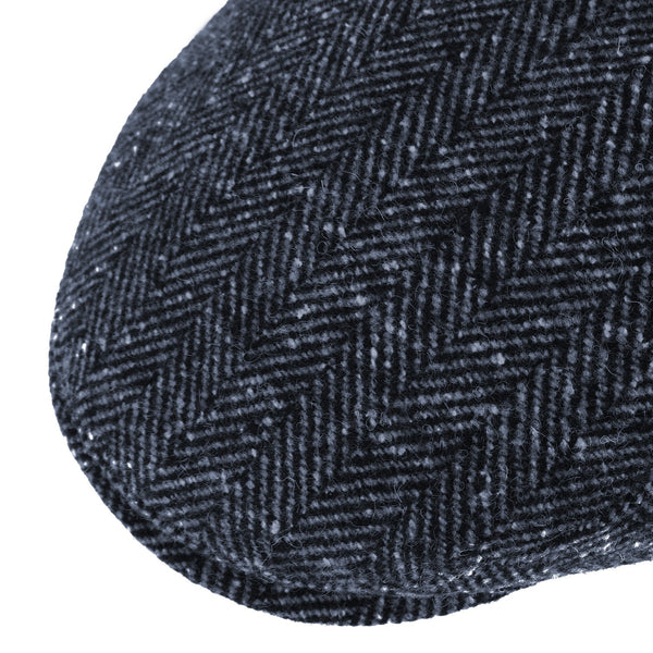 Flatcap Herringbone mit Ohrenschutz | Fischgrät Schirmmütze Made in Italy