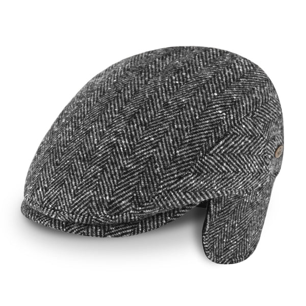 Flatcap Herringbone mit Ohrenschutz | Fischgrät Schirmmütze Made in Italy