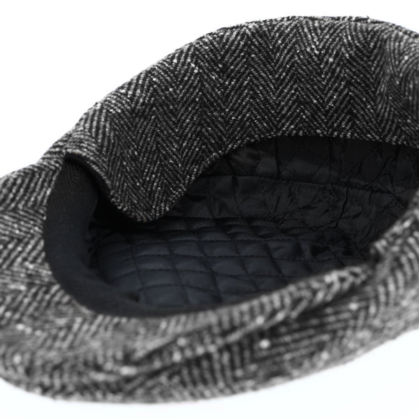 Flatcap Herringbone mit Ohrenschutz | Fischgrät Schirmmütze Made in Italy