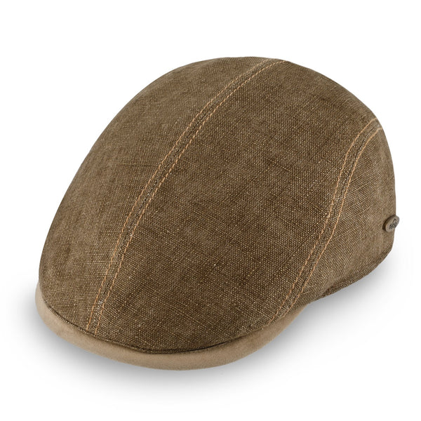 Brighton Flatcap aus Leinen | Schirmmütze mit Kontrastnähten Made in Italy