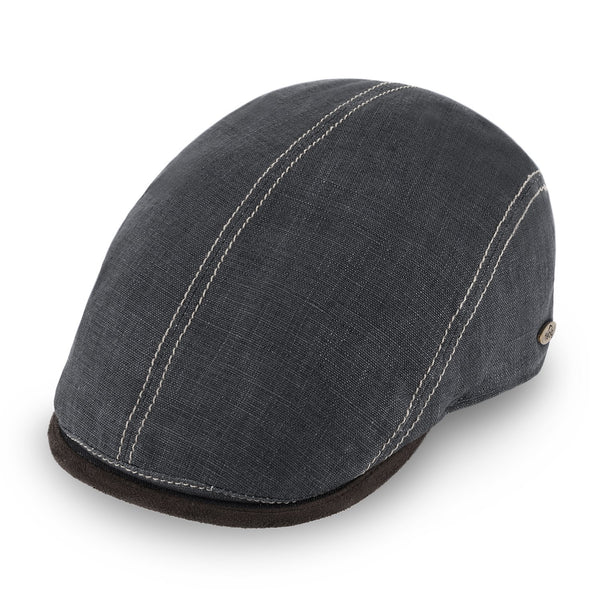 Brighton Flatcap aus Leinen | Schirmmütze mit Kontrastnähten Made in Italy