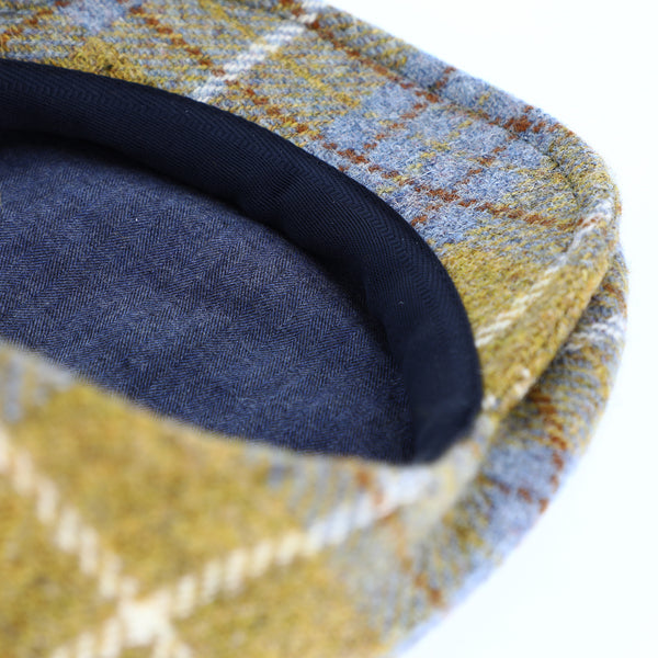 fiebig Flannan Flatcap Harris-Tweed checked pattern | Schirmmütze aus 100 % schottischer Schurwolle | Newsboy Cap mit Schirm made in Italy