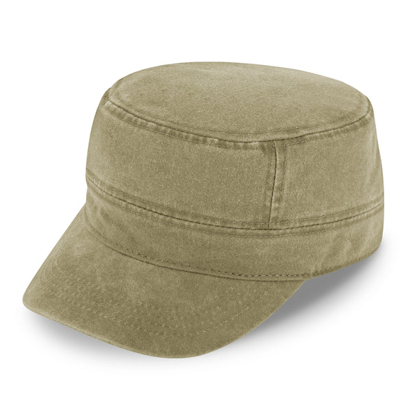 fiebig Army GI-Cap in Washed Cotton | Klassische Arbeitsmütze mit Klettverschluss | Militär Outdoor Kappe aus Baumwolle (One Size, Olivgrün)