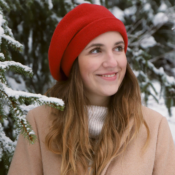 Strickbaske mit Umschlag | Barett Made in Italy