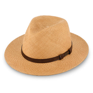 fiebig Traveller Panamahut mit Lederband | Hochwertiger Sommerhut mit verstellbarem Innenband | Natur Sonnenhut mit breiter Krempe