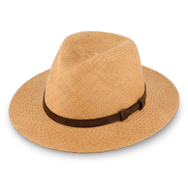 fiebig Traveller Panamahut mit Lederband | Hochwertiger Sommerhut mit verstellbarem Innenband | Natur Sonnenhut mit breiter Krempe