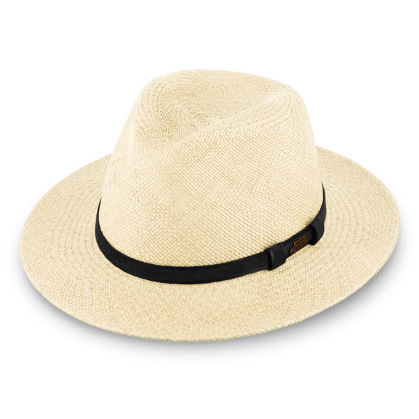 fiebig Traveller Panamahut mit Lederband | Hochwertiger Sommerhut mit verstellbarem Innenband | Natur Sonnenhut mit breiter Krempe