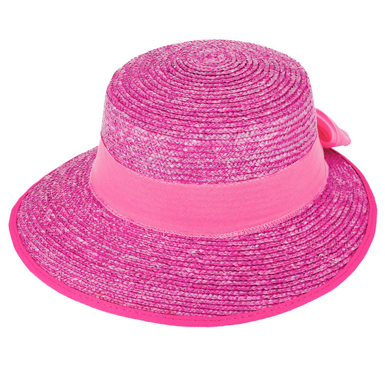 fiebig Damen Sonnenhut Sommerhut | Eleganter Strohhut mit breiter Krempe und Schleife (One Size)