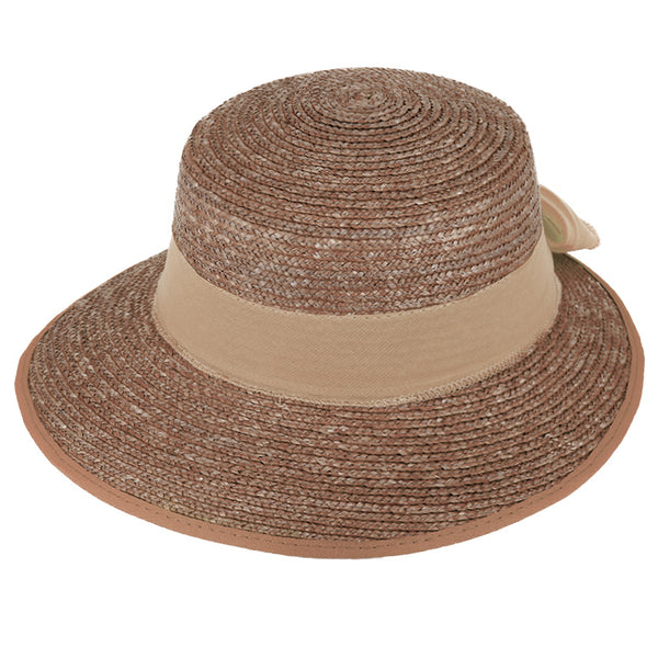 fiebig Damen Sonnenhut Sommerhut | Eleganter Strohhut mit breiter Krempe und Schleife (One Size)