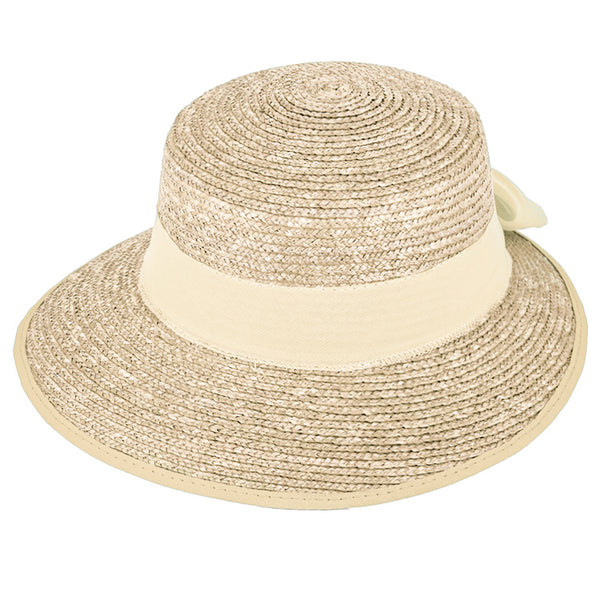 fiebig Damen Sonnenhut Sommerhut | Eleganter Strohhut mit breiter Krempe und Schleife (One Size)