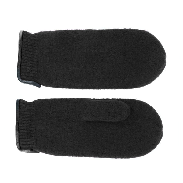 Fäustling aus gewalkter Schurwolle mit Ledersaum | Unisex Handschuh in vielen Farben