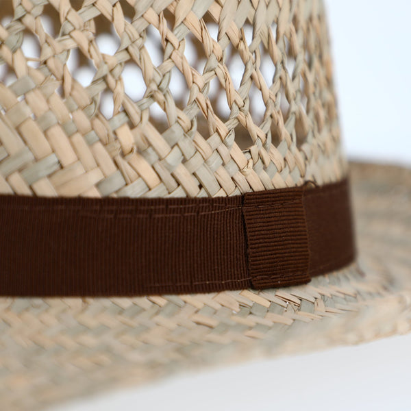 Fedora Strohhut mit braunem Ripsband | Made in Italy