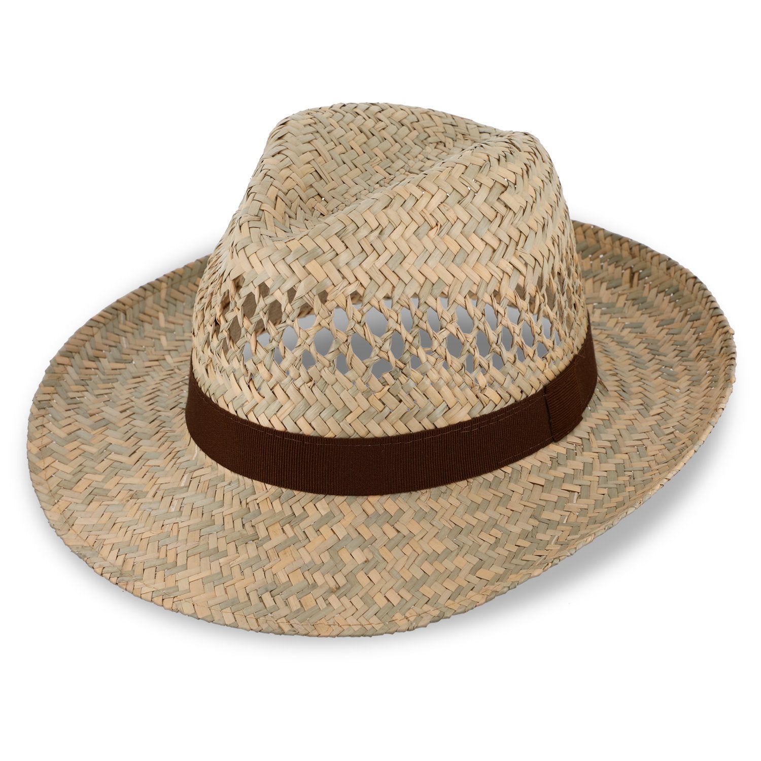 Fedora Strohhut mit braunem Ripsband | Made in Italy
