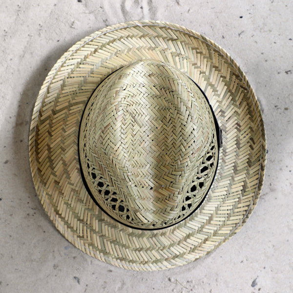Fedora Strohhut mit veganem Kunstlederband | Sonnenhut aus 100% Naturstroh