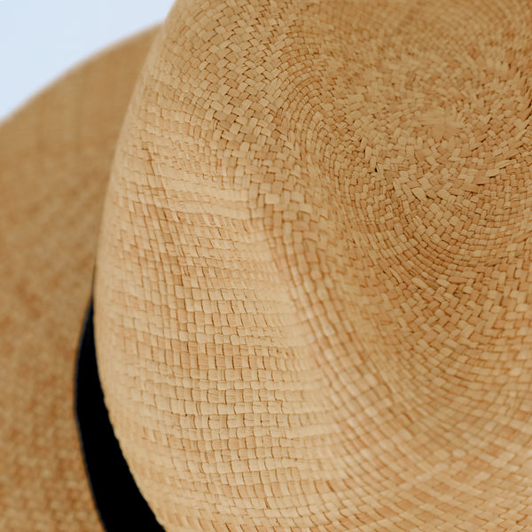 fiebig Traveller Panamahut mit Ripsband | Hochwertiger Sommerhut mit verstellbarem Innenband | Natur Sonnenhut mit breiter Krempe
