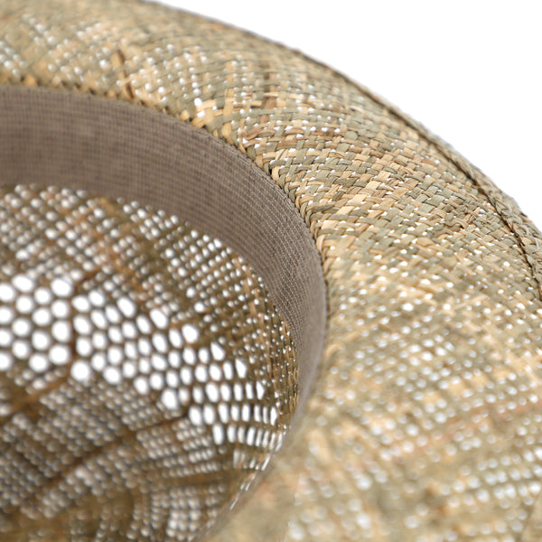 fiebig Fedora aus Seegras mit Ripsband | Hochwertiger Sommerhut mit eingeflochtenen Luftlöschern | Natur Sonnenhut mit breiter Krempe
