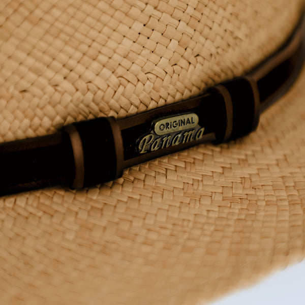 fiebig Traveller Panamahut mit Ripsband | Hochwertiger Sommerhut mit verstellbarem Innenband | Natur Sonnenhut mit breiter Krempe