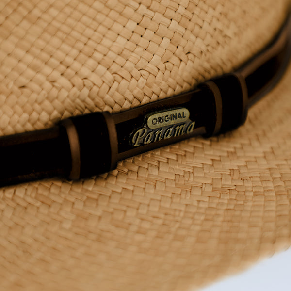 fiebig Traveller Panamahut mit Lederband | Hochwertiger Sommerhut mit verstellbarem Innenband | Natur Sonnenhut mit breiter Krempe