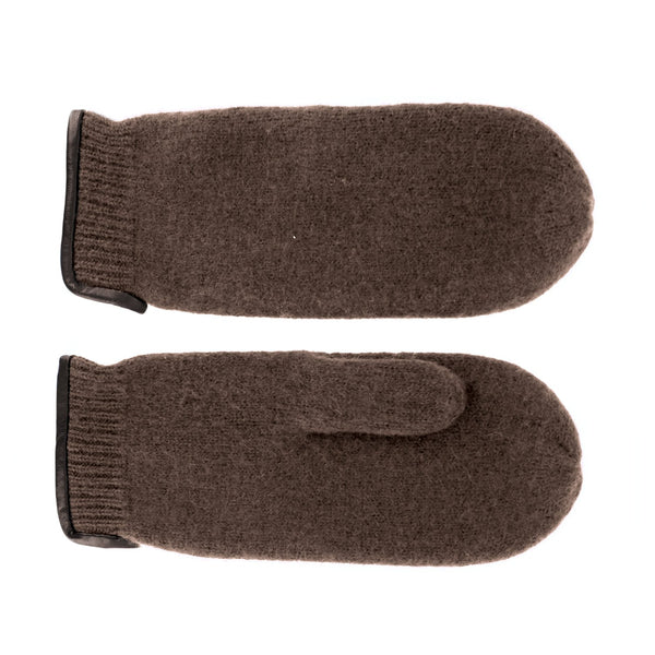 Fäustling aus gewalkter Schurwolle mit Ledersaum | Unisex Handschuh in vielen Farben
