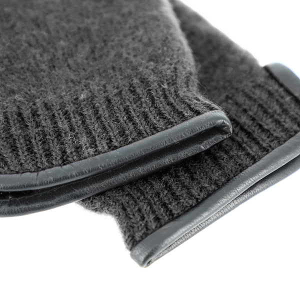 Fäustling aus gewalkter Schurwolle mit Ledersaum | Unisex Handschuh in vielen Farben