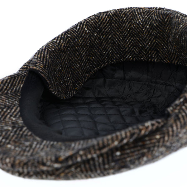Flatcap Herringbone mit Ohrenschutz | Fischgrät Schirmmütze Made in Italy