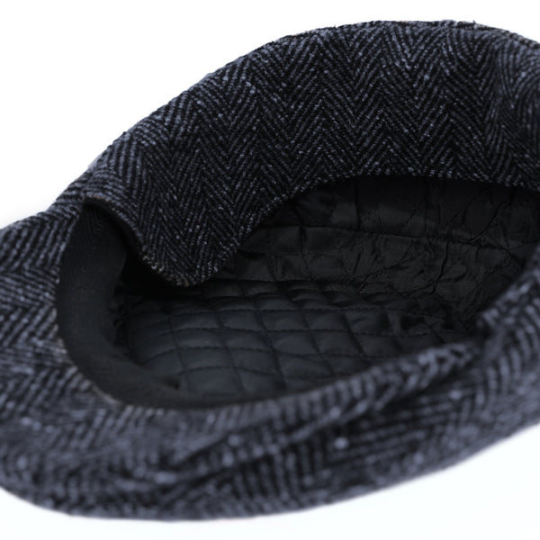 Flatcap Herringbone mit Ohrenschutz | Fischgrät Schirmmütze Made in Italy