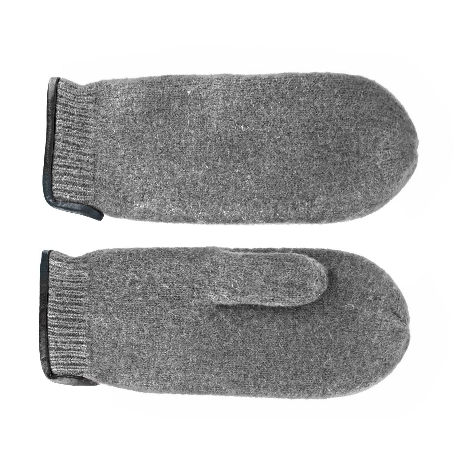 Fäustling aus gewalkter Schurwolle mit Ledersaum | Unisex Handschuh in vielen Farben