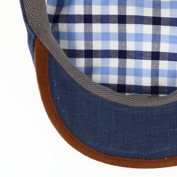 Brighton Flatcap aus Leinen | Schirmmütze mit Kontrastnähten Made in Italy