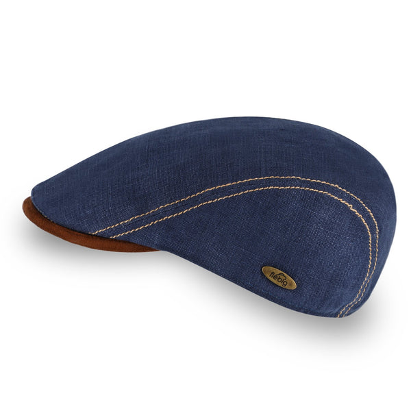 Brighton Flatcap aus Leinen | Schirmmütze mit Kontrastnähten Made in Italy