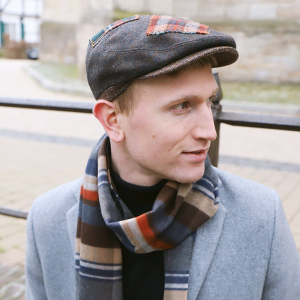 fiebig Glenn Flatcap aus 100% Schurwolle mit Patches | Schirmmütze Made in Italy