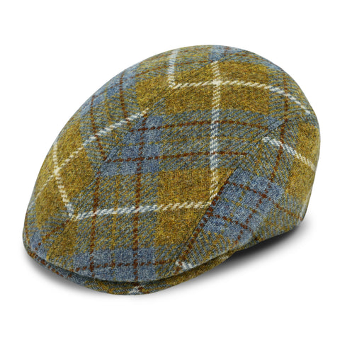 fiebig Flannan Flatcap Harris-Tweed checked pattern | Schirmmütze aus 100 % schottischer Schurwolle | Newsboy Cap mit Schirm made in Italy