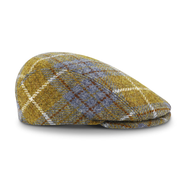 fiebig Flannan Flatcap Harris-Tweed checked pattern | Schirmmütze aus 100 % schottischer Schurwolle | Newsboy Cap mit Schirm made in Italy