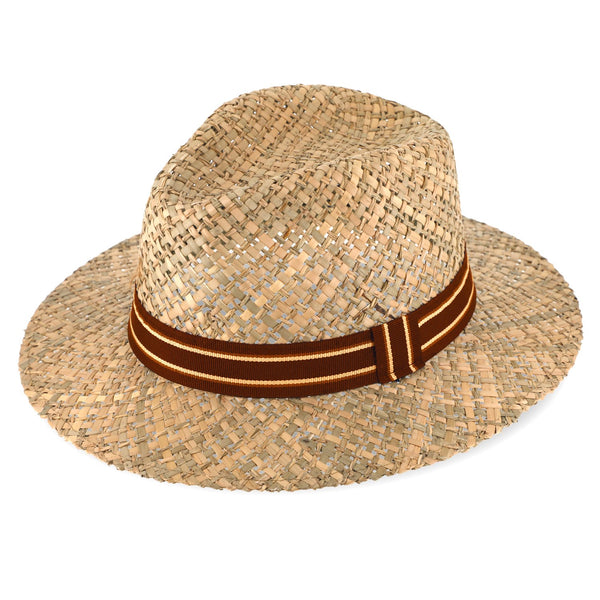 Sonnenhut Traveller aus Stroh mit farbigem Ripsband | Made in Italy