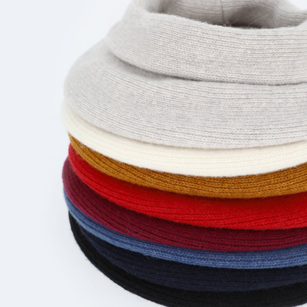Strickbaske mit Umschlag | Barett Made in Italy