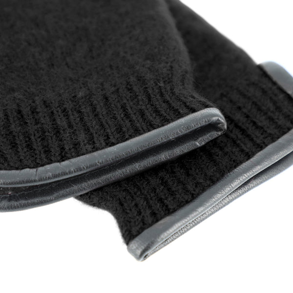Fäustling aus gewalkter Schurwolle mit Ledersaum | Unisex Handschuh in vielen Farben