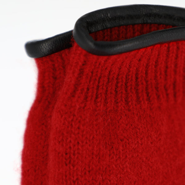 Handschuh aus gewalkter Schurwolle mit Ledersaum | Unisex in vielen Farben