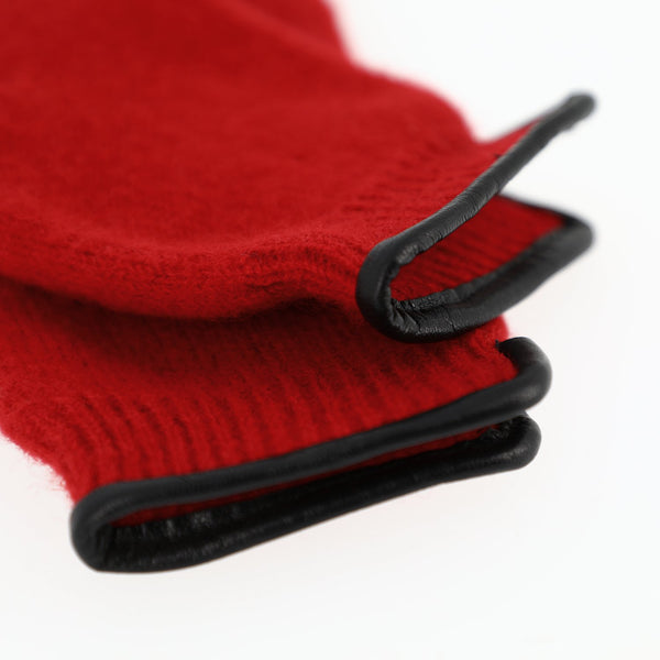 Handschuh aus gewalkter Schurwolle mit Ledersaum | Unisex in vielen Farben