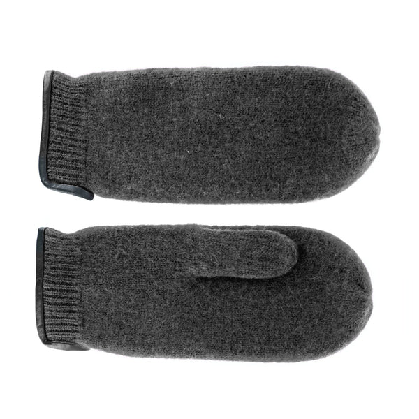 Fäustling aus gewalkter Schurwolle mit Ledersaum | Unisex Handschuh in vielen Farben