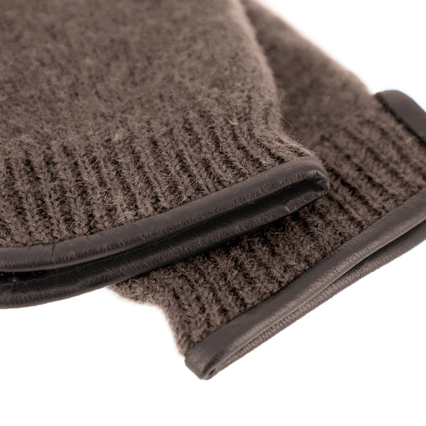 Fäustling aus gewalkter Schurwolle mit Ledersaum | Unisex Handschuh in vielen Farben
