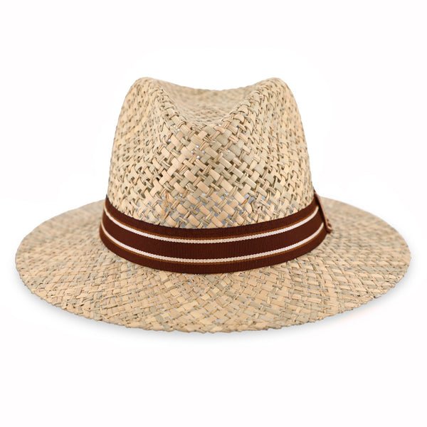Sonnenhut Traveller aus Stroh mit farbigem Ripsband | Made in Italy