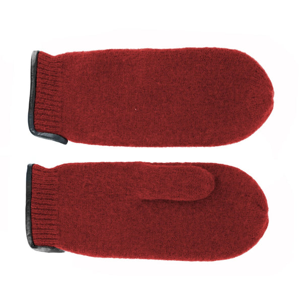 Fäustling aus gewalkter Schurwolle mit Ledersaum | Unisex Handschuh in vielen Farben